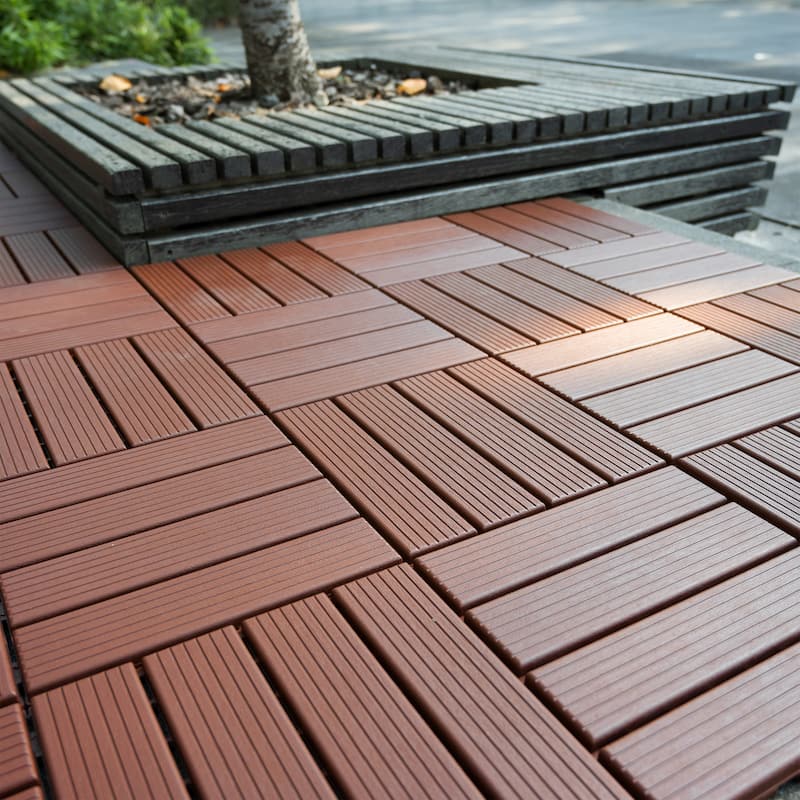 44-Pack 12"x12" Waterproof Tile Flooring - Ideal for Indoor and Outdoor Patios, Poolsides, Balconies and Backyards - Brown