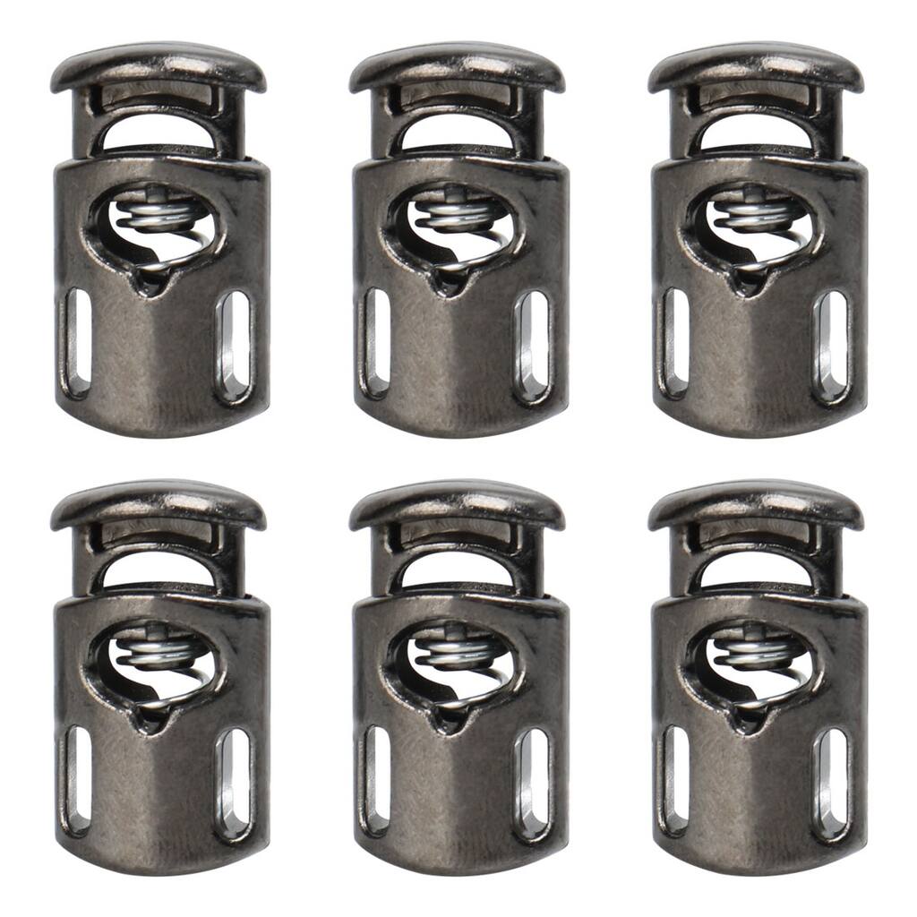6pcs Cord Lock Stopper Spring Toggle Fastener Organizer Silver Black - Silver Black