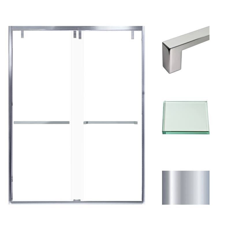 Eden 60 in. W x 80 in. H By-Pass Semi-Frameless Shower Door with Clear Glass - 56-60-in W x 80-in H