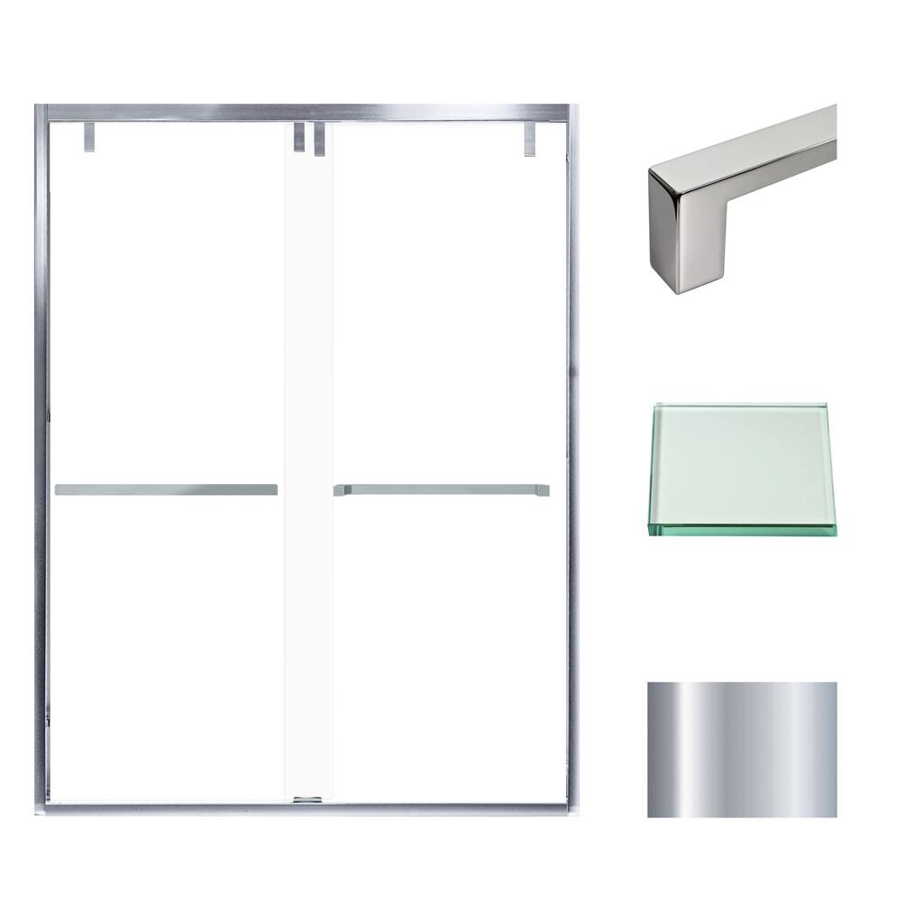 Eden 60 in. W x 80 in. H By-Pass Semi-Frameless Shower Door with Clear Glass - 56-60-in W x 80-in H