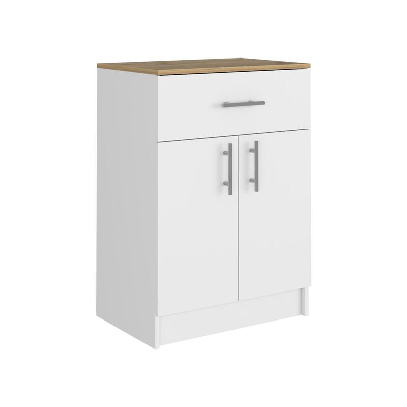 Pantry Netal, One Drawer, White / Light Oak Finish,High quality
