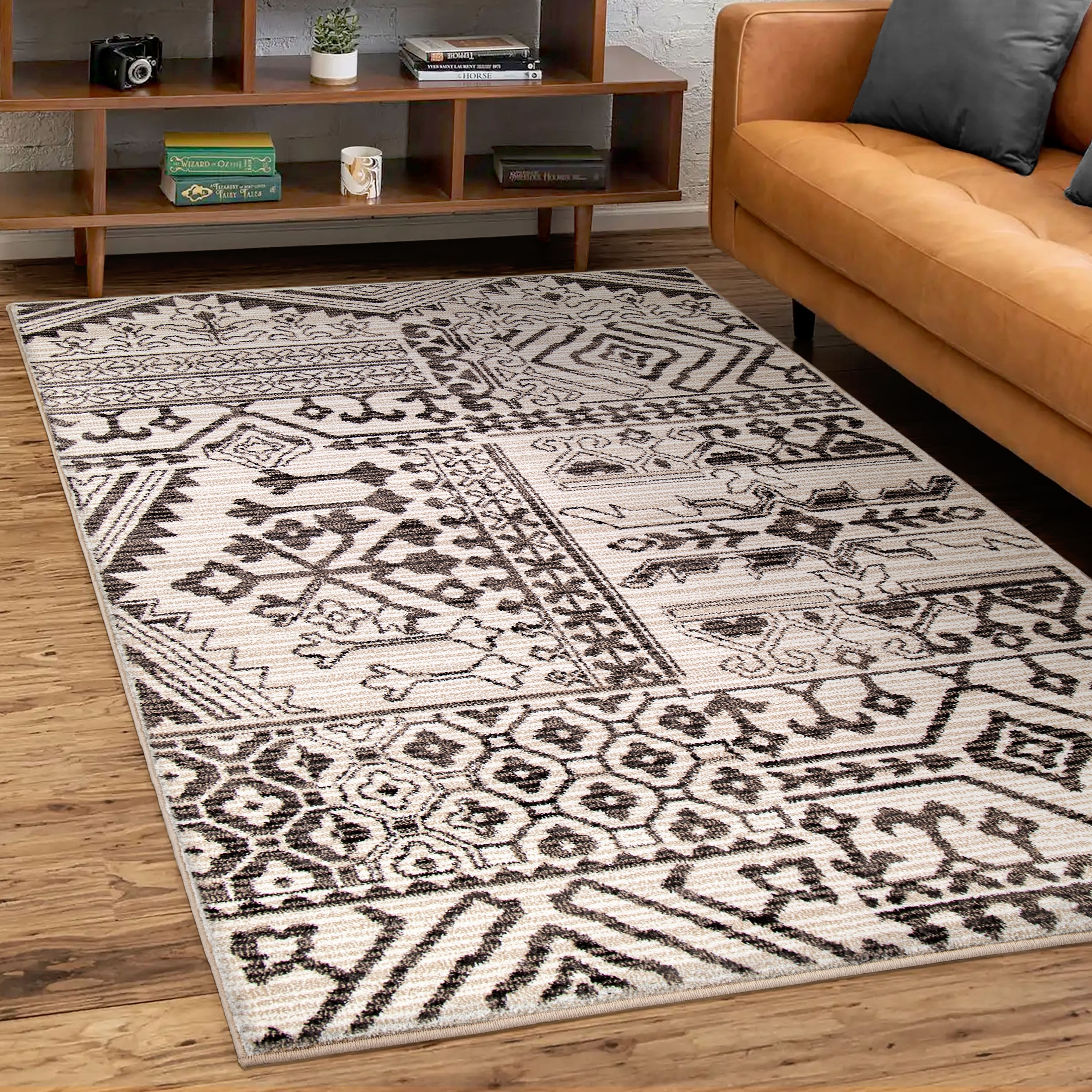 Orian Rugs Adagio Bren White Geometric Stain Resistant Area Rug