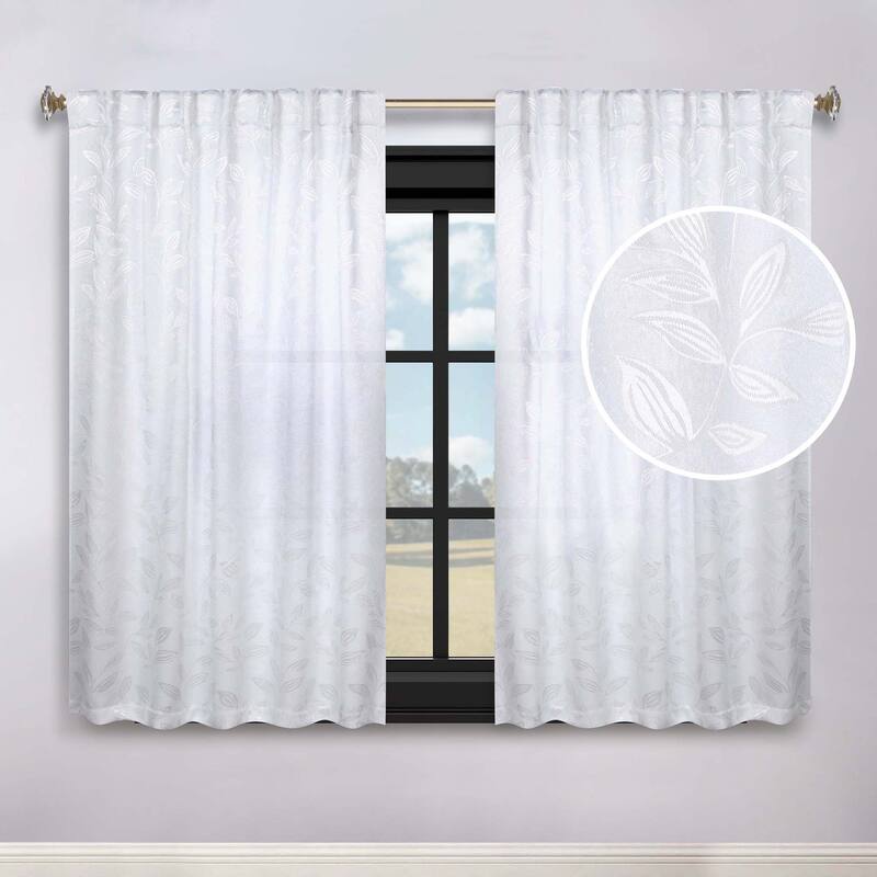 Superior Leaves Machine Washable Room Darkening Curtains with Back Tabs, Set of 2