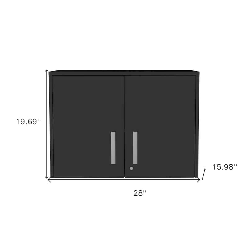 HomeRoots 20" Black Wood Wall Mounted Storage Cabinet With Two Doors