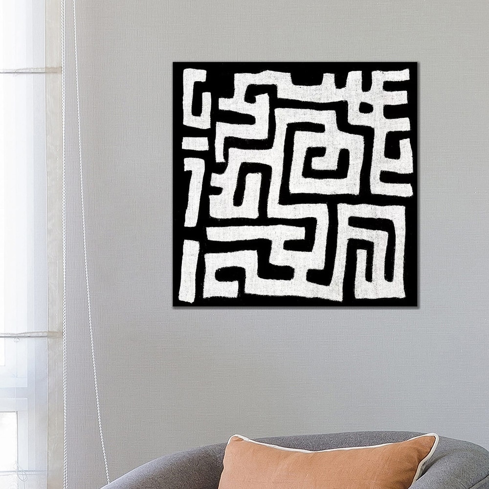 iCanvas "Mudcloth Black Geometric Design I" by Ellie Roberts Canvas Print