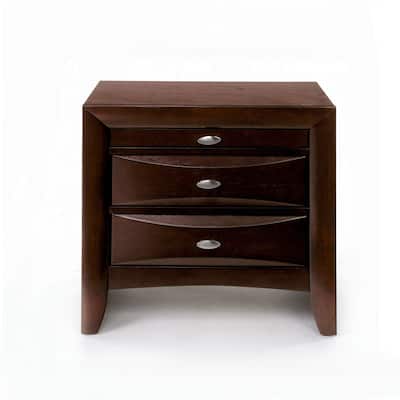Wooden Nightstand with 2 Drawers and 1 Tray
