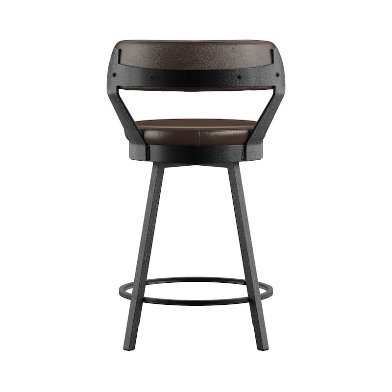 Harley Faux Leather Graphite Grey Metal Swivel Stools (Set of 2) by iNSPIRE Q Modern