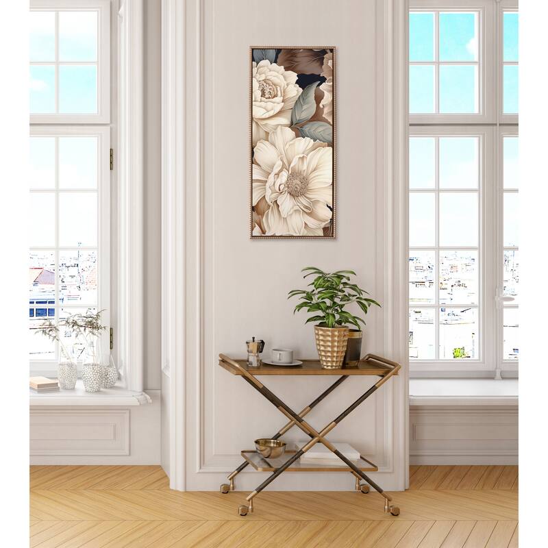 Sylvie Beaded Retro Glam Floral Framed Canvas by Creative Bunch Studio