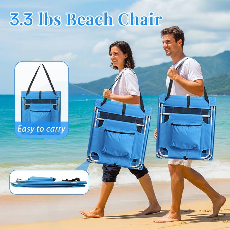 Foldable Beach Lounger, Lightweight Beach Mat Lounge Chair with Breathable Mesh Back