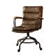 Harith Office Chair in Antique Slate Top Grain Leather, Brown - Bed ...