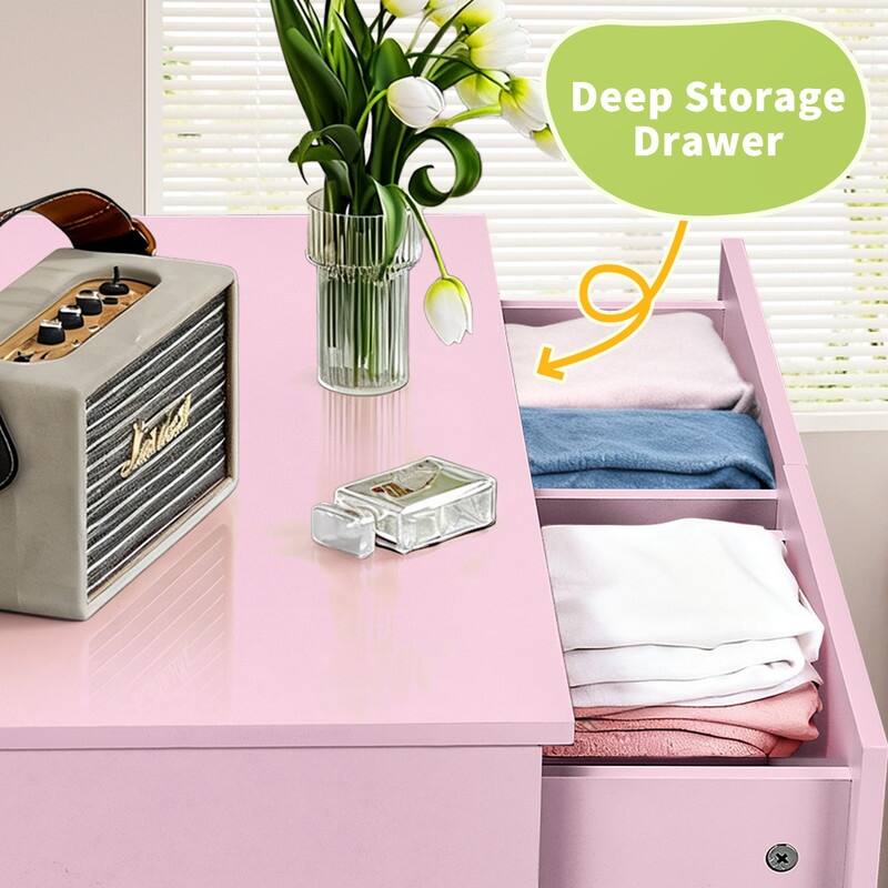 6-Drawer Large Dresser For Bedroom And Chest Of Drawers With Sturdy Construction Wood Storage Organizer For Closet