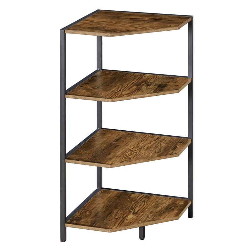 VECELO 4-Tier Polygonal Corner Shelf for Small Spaces