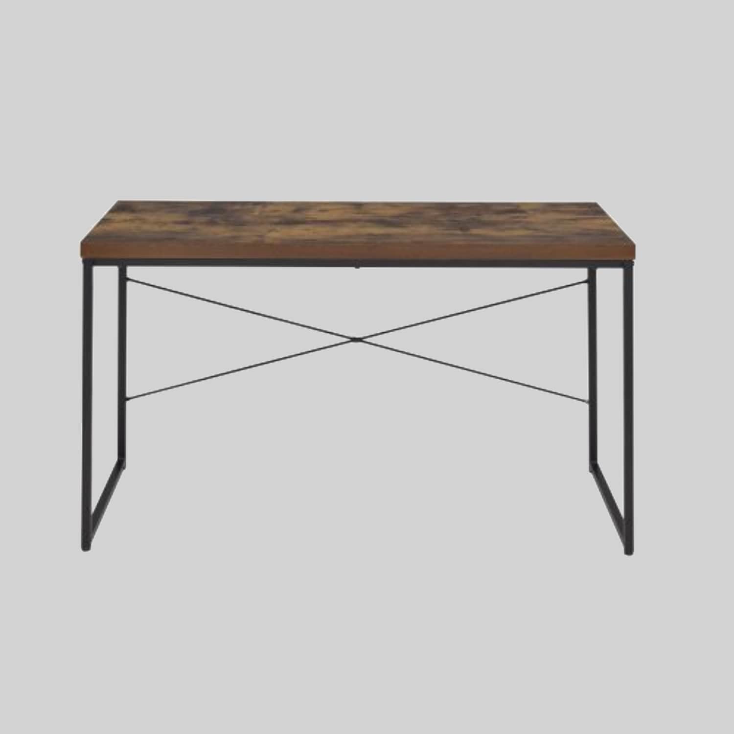 Modern Writing Desk with Weathered Oak Top and Black Metal U-Legs, Industrial Style