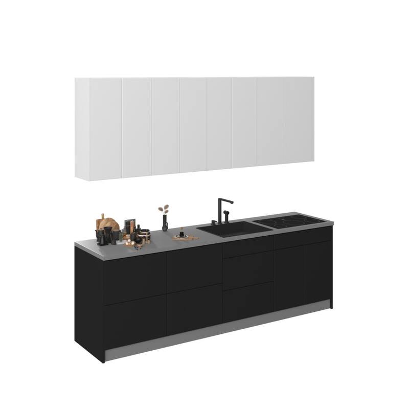 Kitchen Fusion Collection Black Color Base Size 8.5Ft Wide - 103x24 - White