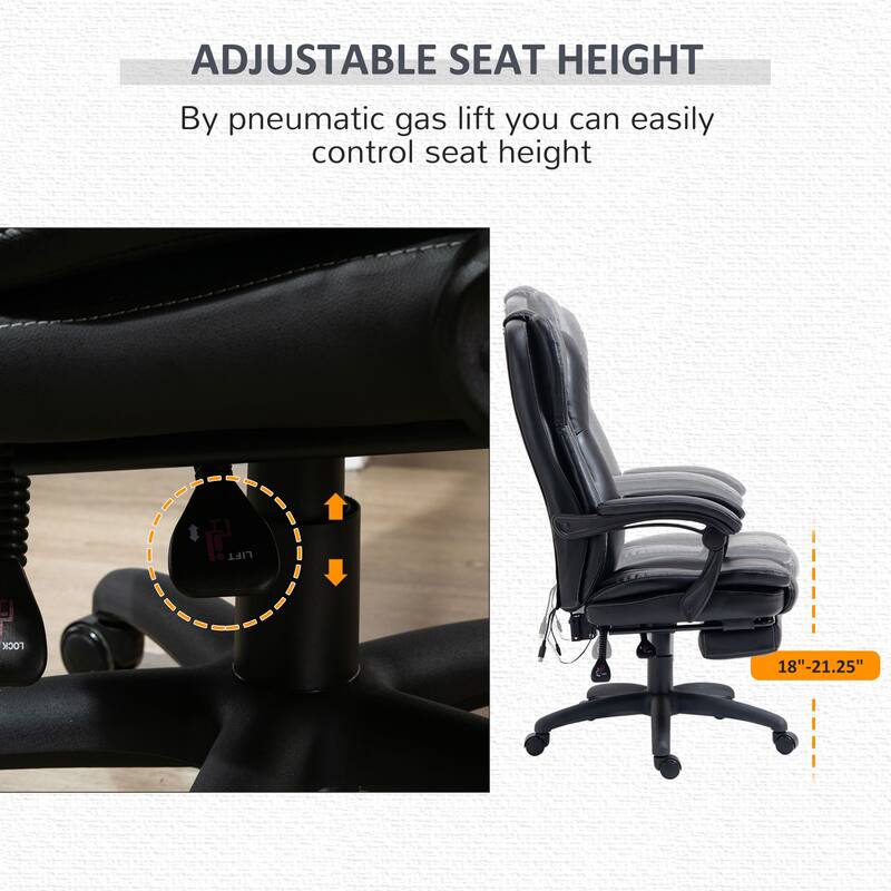 Vinsetto High Back Massage Office Chair, Ergonomic Executive Chair, PU Leather Swivel Chair with 6-Point Vibration Massage