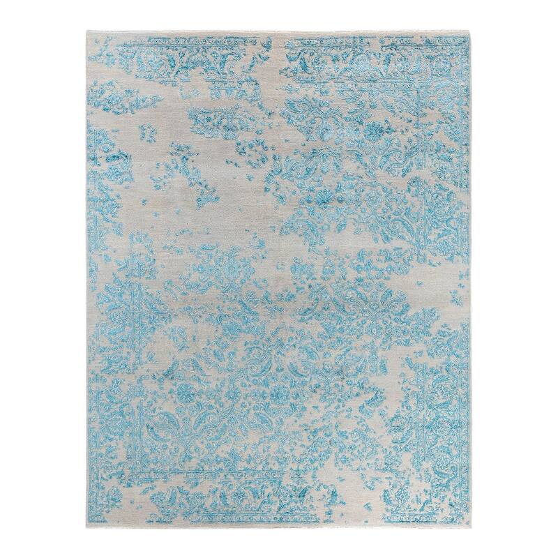Ikat One-of-a-Kind Hand-Knotted Area Rug, Blue - 7' 10" x 10' 1"