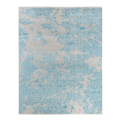 Ikat One-of-a-Kind Hand-Knotted Area Rug, Blue - 7' 10" x 10' 1"