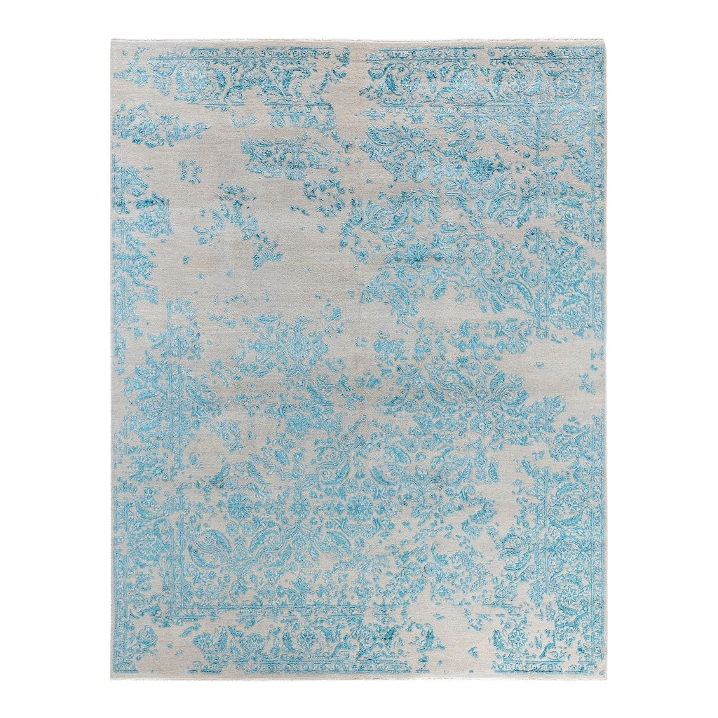 Ikat One-of-a-Kind Hand-Knotted Area Rug, Blue - 7' 10" x 10' 1"