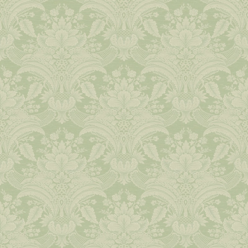 Seabrook Designs Freida Floral Damask Unpasted Wallpaper - 27 in. W x 27 ft. L - Metallic Pistachio