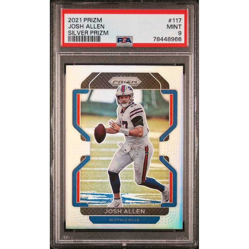 Josh Allen 2021 Panini Prizm Silver Football Card #117 Graded PSA 9 - 8'6" x 11'6"