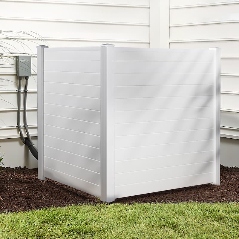 Privacy Screen Outdoor Privacy Fence Panels for Air Conditioner and Trash Can (2 Panels-White)