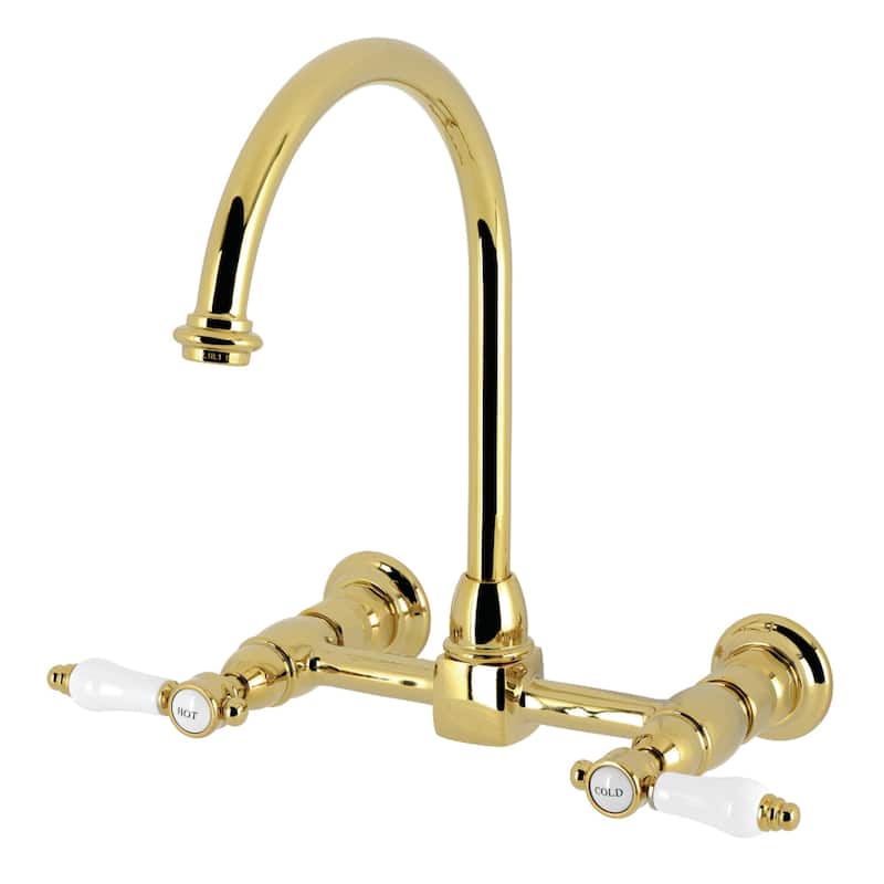 Kingston Brass Essex Double-Handle Wall-Mount Pre-Rinse Bridge Kitchen Faucet