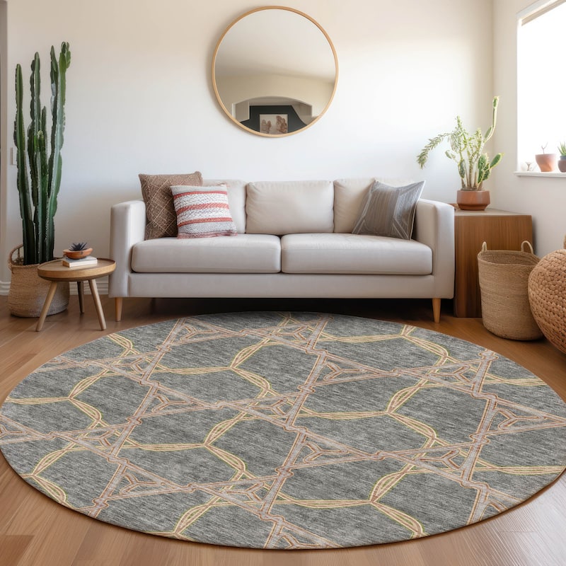 Premium Washable Super Soft Modern Tangle Mayfield Rug - Gray - 8' x 8'