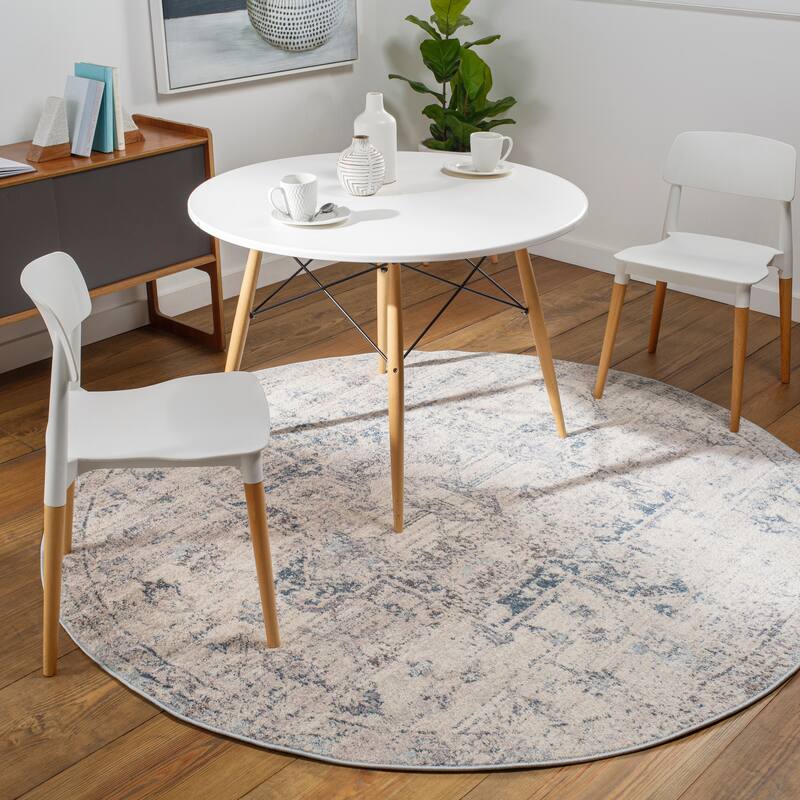 Livabliss Gabi Faded Traditional Medallion Area Rug - Cream - 7'10" Round