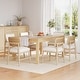 preview thumbnail 3 of 18, Christopher Knight Home - Dining Chair Wood and Rattan with Upholstered Seat, Armless Design, Breathable Cane Back Set of 6 - White + Light Oak