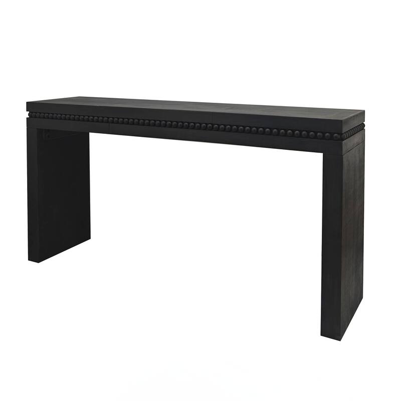 Rustic Wood Console Table - Elegant Entryway Table with Decorative Beaded Trim