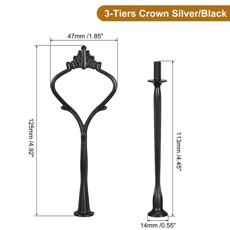 Cake Tray Stand Handle Cupcake Dessert Plate Hardware Fitting Holder Rod Stand Handle, 3-Tiers