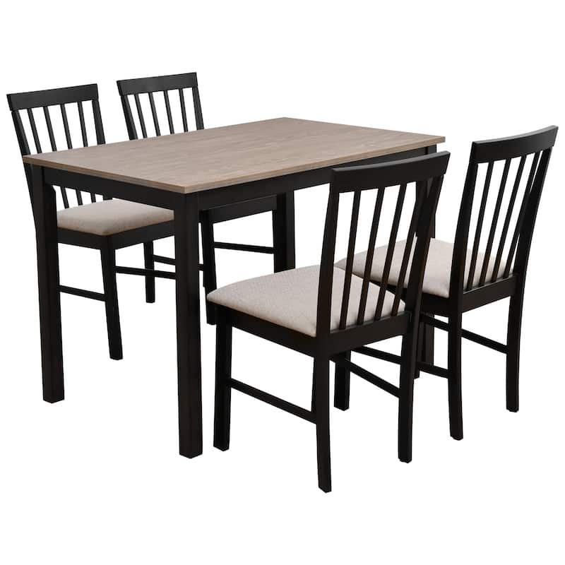 Compact 5 Piece Dining Set for Small Spaces(42" Table and Upholstered Chairs)