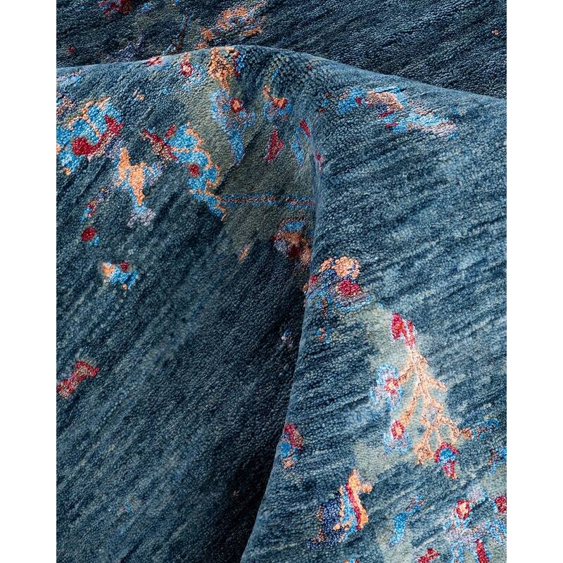 Ikat One-of-a-Kind Hand-Knotted Area Rug, Blue - 9' 1" x 12' 2"