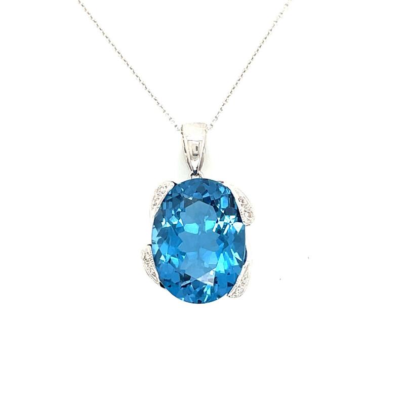 Kabella Gold Oval Amethyst and Diamond Accent Pendant (G-H, SI2-SI3) - Blue - B