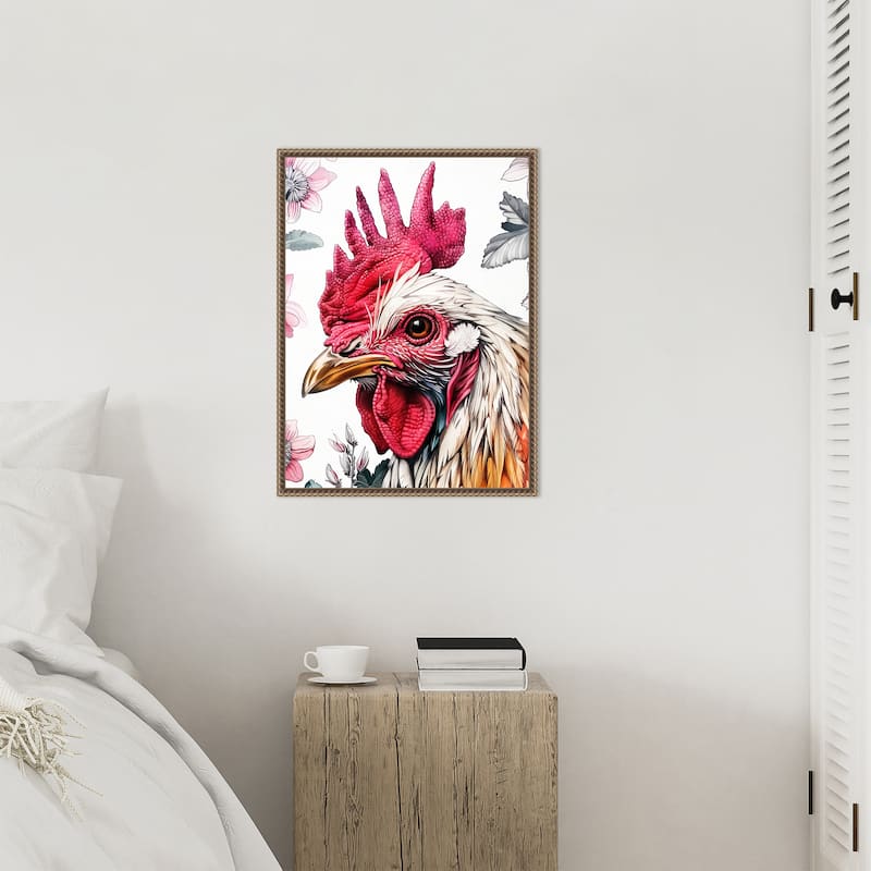 Red Rooster by Justyna Jaszke Framed Canvas Wall Art