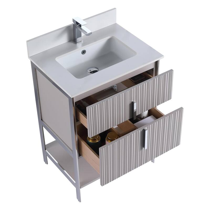 Fine Fixtures Serenity Modern Bathroom Vanity with White Stone Top