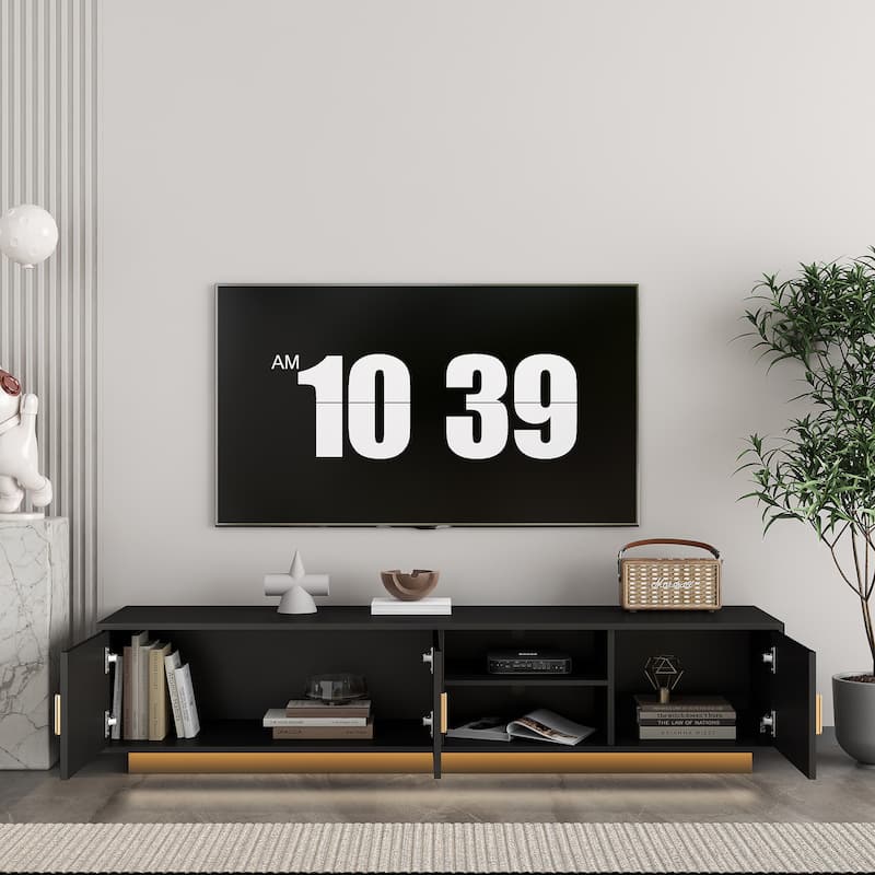 Modern TV Stand with LED Lights for 80 Inch TV