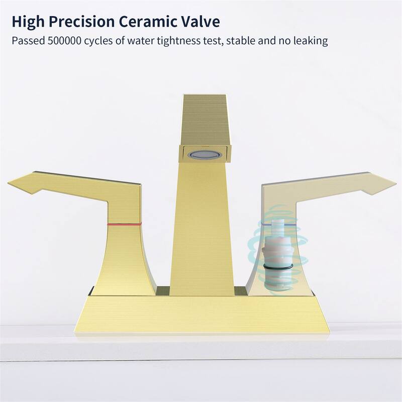 4 inch Centerset Bathroom Faucet 2 Handles Bathroom Sink Vanity Faucet with Pop Up Drain Assembly