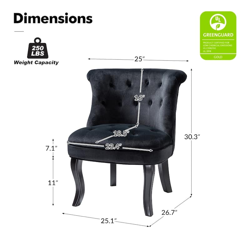 Paolino 25.1" Wide Traditional Velvet Button-tufted Back Stools with Wood Legs by HULALA HOME
