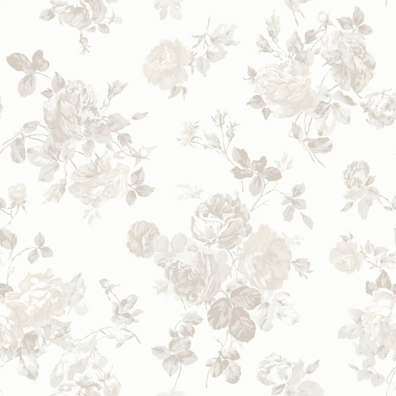 LoveShackFancy Everblooming Rosettes Dove Peel and Stick Wallpaper