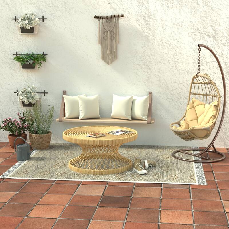 16" x 16" Sand Solid Outdoor Throw Pillow - Set of 2 - 16'' L x 16'' W x 7'' H - Sand