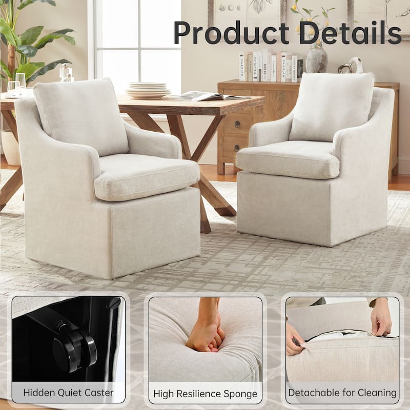 Upholstered Dining Chairs, Modern Kitchen Chairs Dinner Chairs with 4 Casters