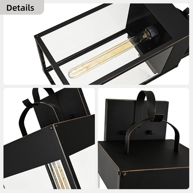 20 in. 1-Light Oil Rubbed Bronze Outdoor Hardwired Wall Lantern Sconce with Clear Glass Shade