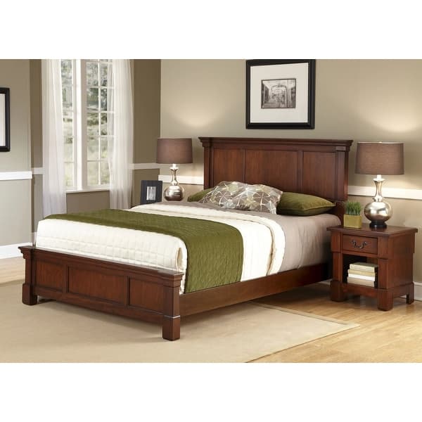 slide 2 of 3, Aspen King Bed and Nightstand Rustic Cherry - King - 2 Piece
