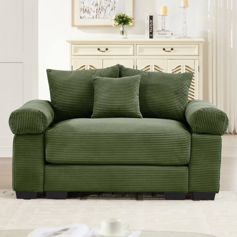 54.3" Ergonomic Design Oversized Cloud Corduroy Accent Sofa Chair with Extra-Thick Armrests