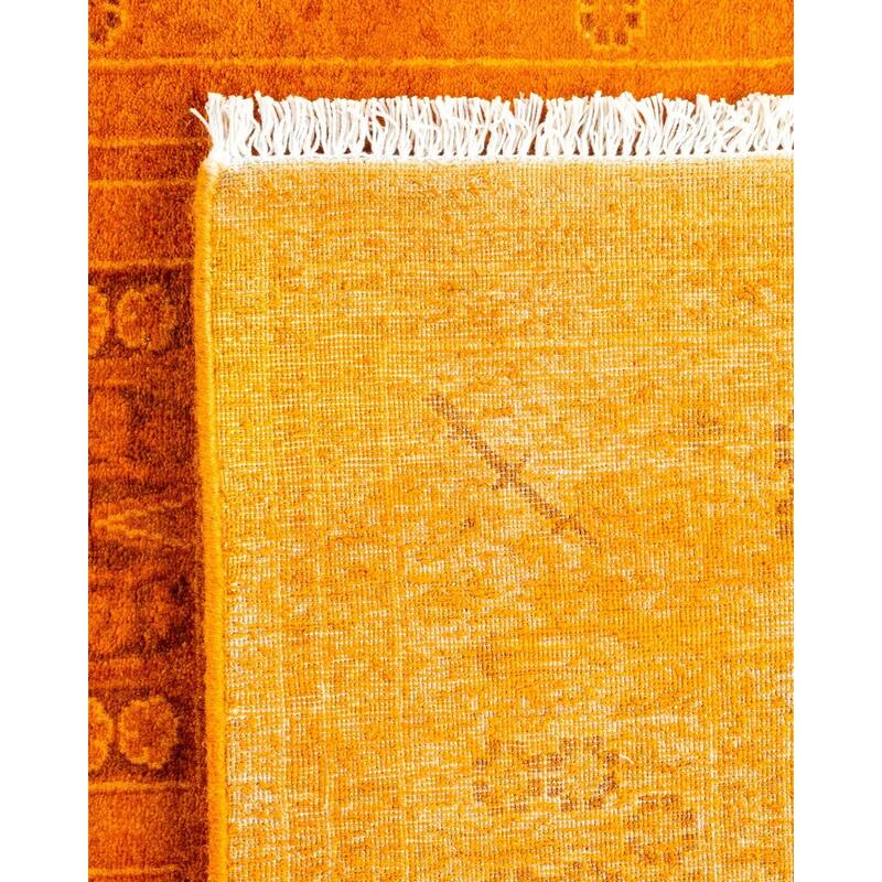 Overton Hand Knotted Wool Vintage Inspired Modern Contemporary Overdyed Orange Runner Rug - 3' 1" x 11' 8"