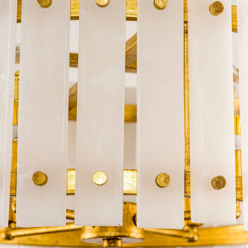 Gold Vintage Imitation Marble 4-Light Drum Semi-Flush Mount Ceiling Light - 17.72-inch W x 12.8-inch H