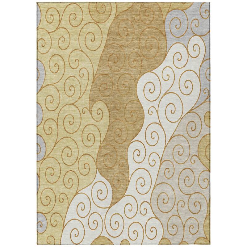 Machine Washable Indoor/ Outdoor Swirly Chantille Rug
