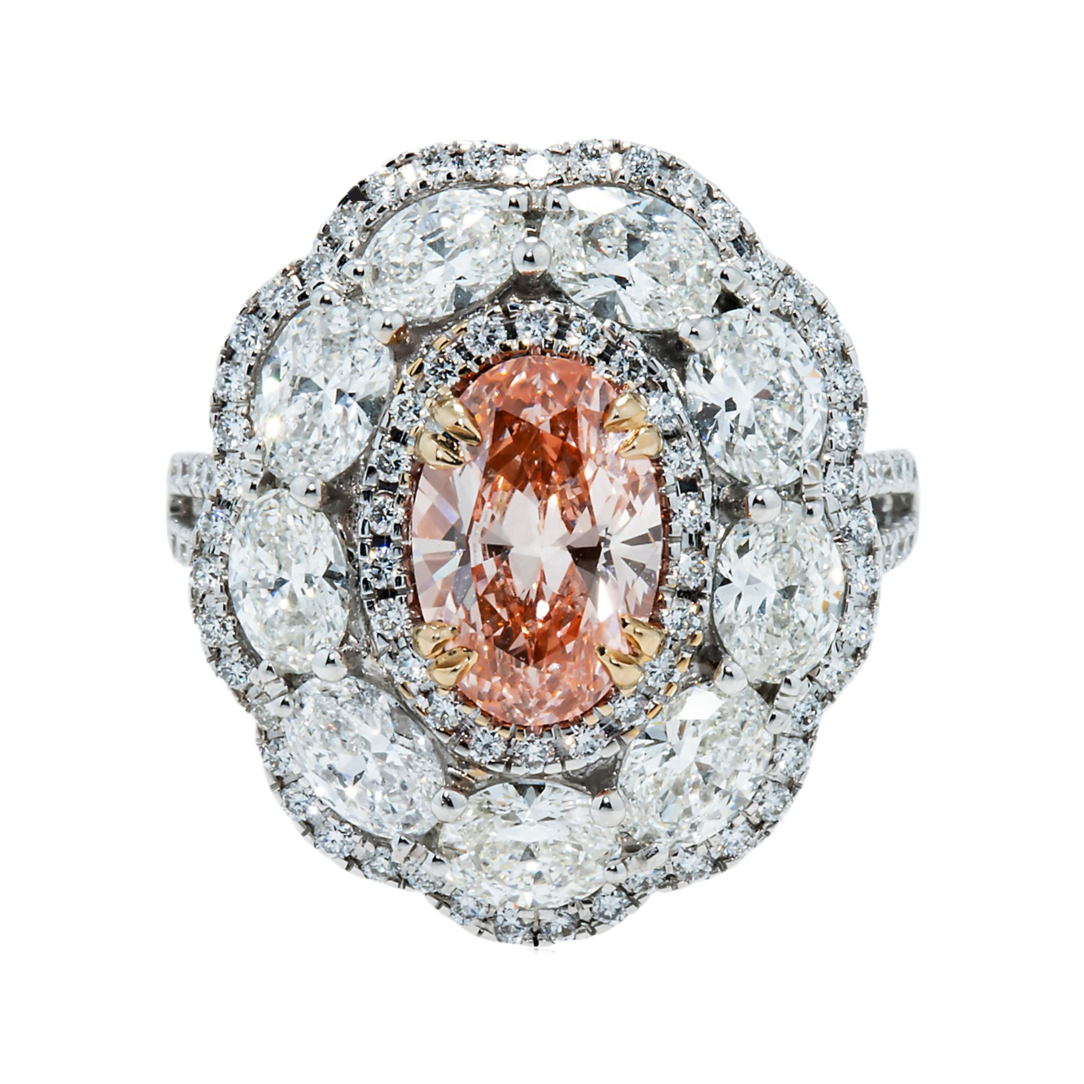 House Of Leon 18K White Gold 2.02ct Oval Fancy Intense Pink Diamond Ring 5.75ctw GIA