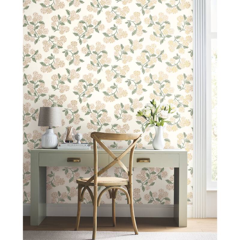 Rifle Paper Co.Hydrangea Beige & Pink Wallpaper
